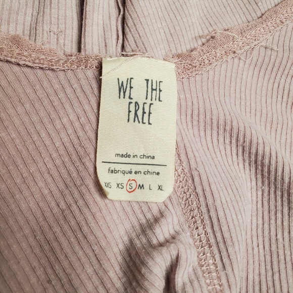 We The Free Free People Tangerine Long Sleeve Mauve Top Ribbed Tee Boho Size S - Picture 5 of 9